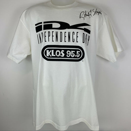 Vintage 90s ID4 Independence Day T Shirt Robert Shapiro Signed White XL X-Large