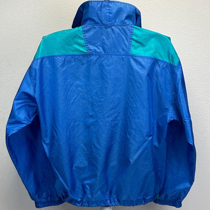 Vintage 90s Windbreaker Jacket Mens Medium 1/4 Zip Pullover Pockets Extreme Blue