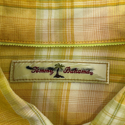 Tommy Bahama Plaid Button Front Shirt Mens X-Large Hawaiian Long Sleeve Yellow