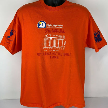 Vintage Shelter Island Marina Race T Shirt Mens X-Large San Diego 90s Tee Orange