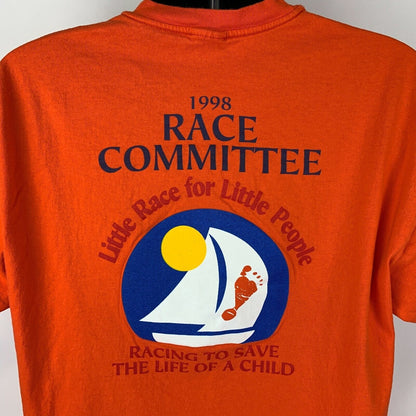 Vintage Shelter Island Marina Race T Shirt Mens X-Large San Diego 90s Tee Orange