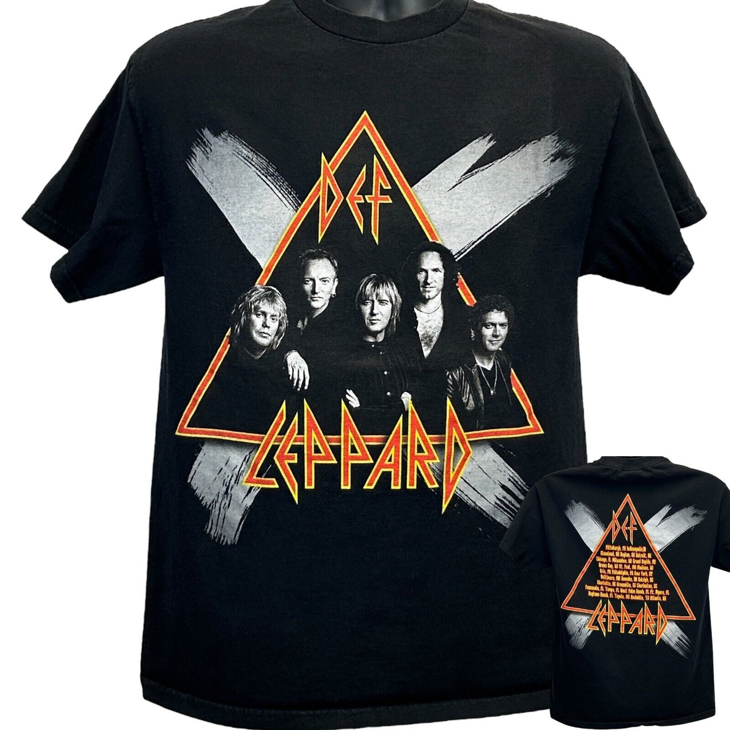 Vintage Def Leppard 2002 X Tour T Shirt Medium Ten Concert Rock Band Y2Ks Black