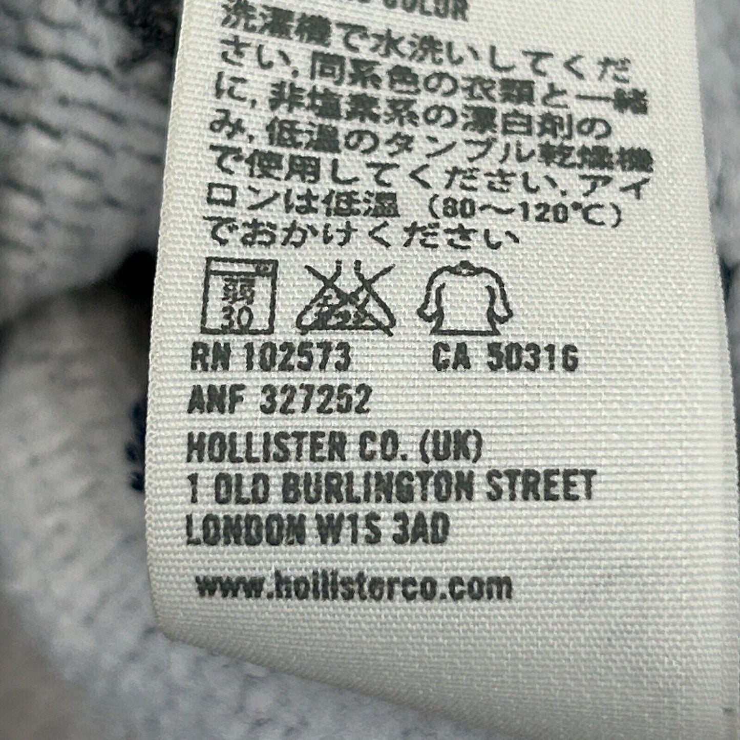 Hollister 条纹连帽衫 男式 中号 做旧 做旧 连帽 全拉链 灰色