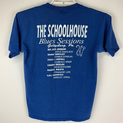 Vintage Schoolhouse Blues Sessions T Shirt Mens Medium Blues Fan Jazz USA Blue