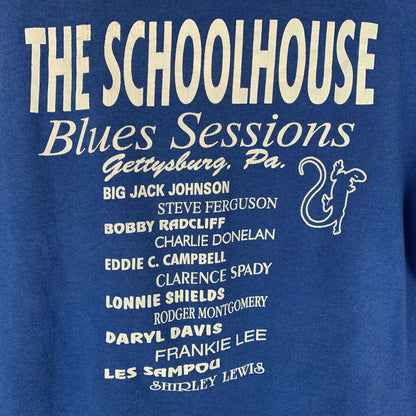 Vintage Schoolhouse Blues Sessions T Shirt Mens Medium Blues Fan Jazz USA Blue