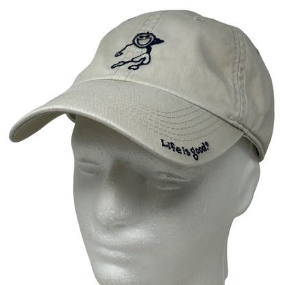 Life Is Good Golfer Dad Hat Baseball Cap Beige Golf Golfing Stick Figure 6 Panel