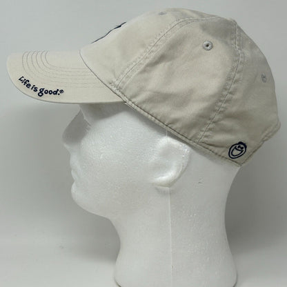 Life Is Good Golfer Dad Hat Baseball Cap Beige Golf Golfing Stick Figure 6 Panel