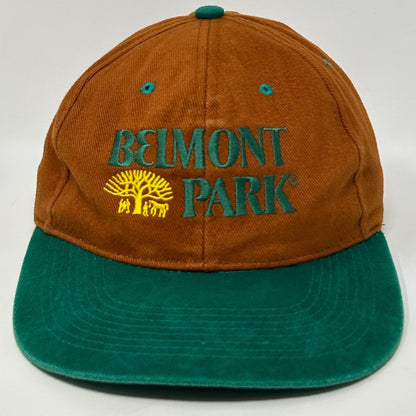 Vintage Belmont Park Baseball Hat Cap NYRA Horse Racetrack 90s Snapback Orange