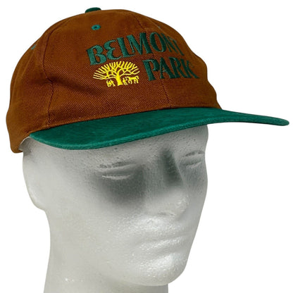 Vintage Belmont Park Baseball Hat Cap NYRA Horse Racetrack 90s Snapback Orange