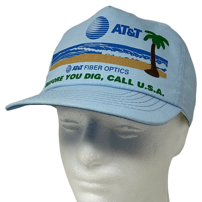 Vintage AT&T Call Before You Dig Baseball Cap Hat ATT Fiber Optics Snapback Blue