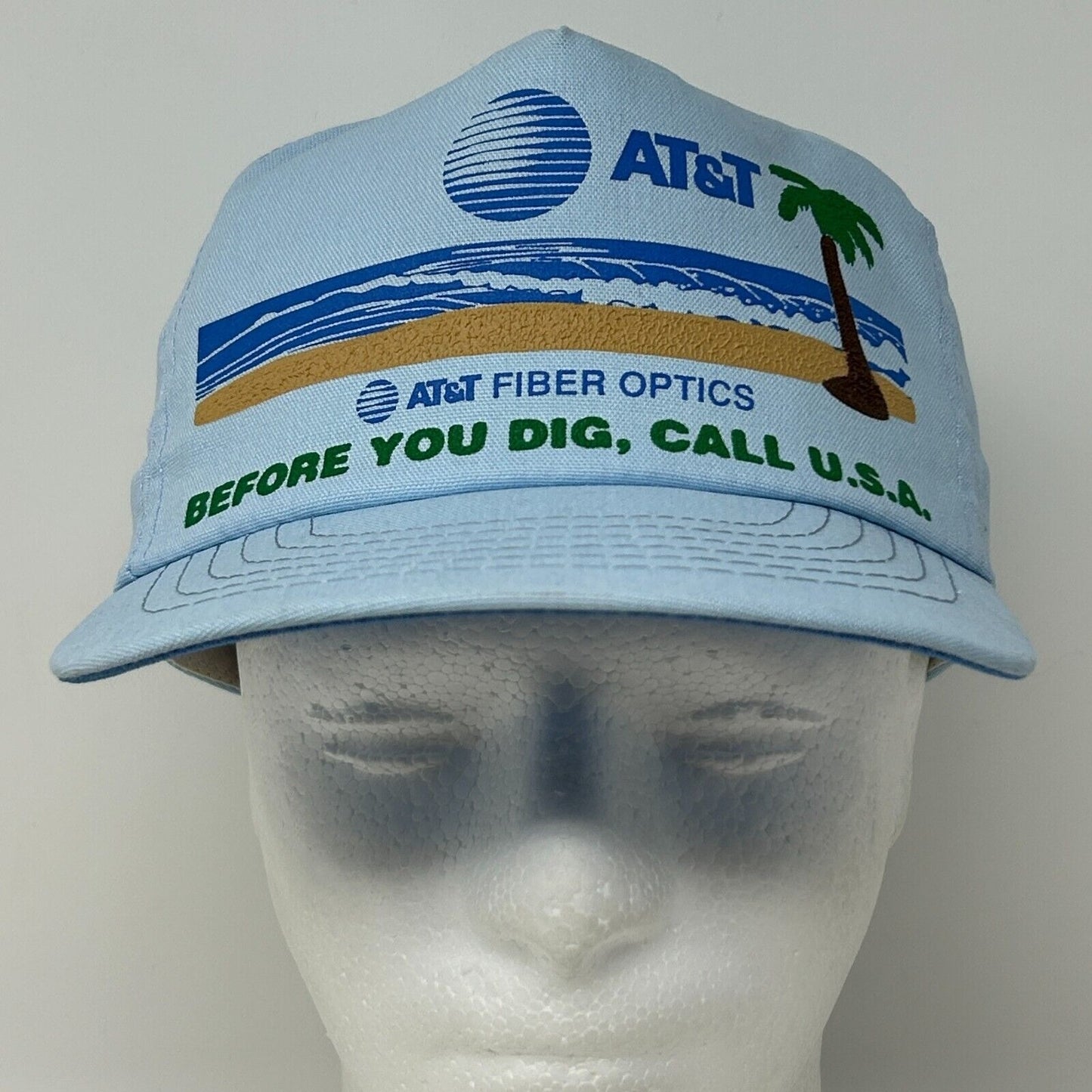 Vintage AT&T Call Before You Dig Baseball Cap Hat ATT Fiber Optics Snapback Blue