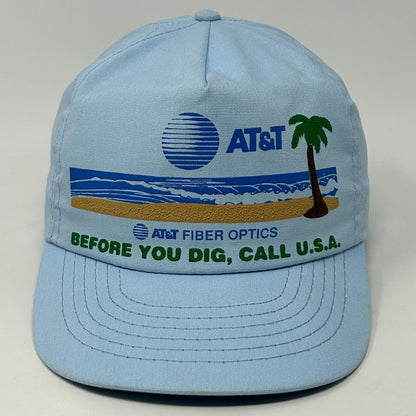 Vintage AT&T Call Before You Dig Baseball Cap Hat ATT Fiber Optics Snapback Blue