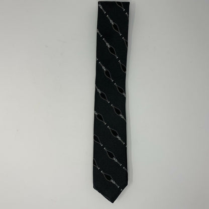 Robert Talbott Novelty Zipper Skinny Necktie Silk Black Charcoal Made in USA