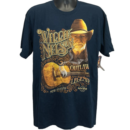 Willie Nelson New Orleans Hard Rock Cafe T Shirt Large NOLA Country Blue Tee New