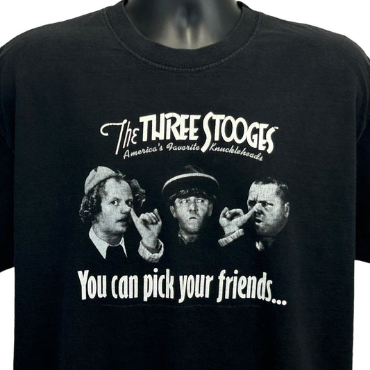 Vintage The Three Stooges T Shirt Mens Large You Can Pick Your Friends Tee Black