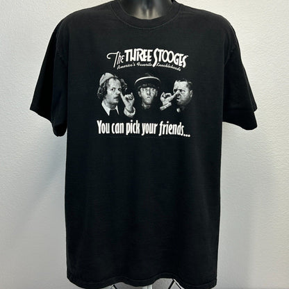 Vintage The Three Stooges T Shirt Mens Large You Can Pick Your Friends Tee Black