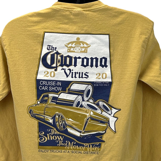 2020 Coronavirus Chevrolet Truck Show T Shirt Mens Medium Chevy Bow Ties Yellow