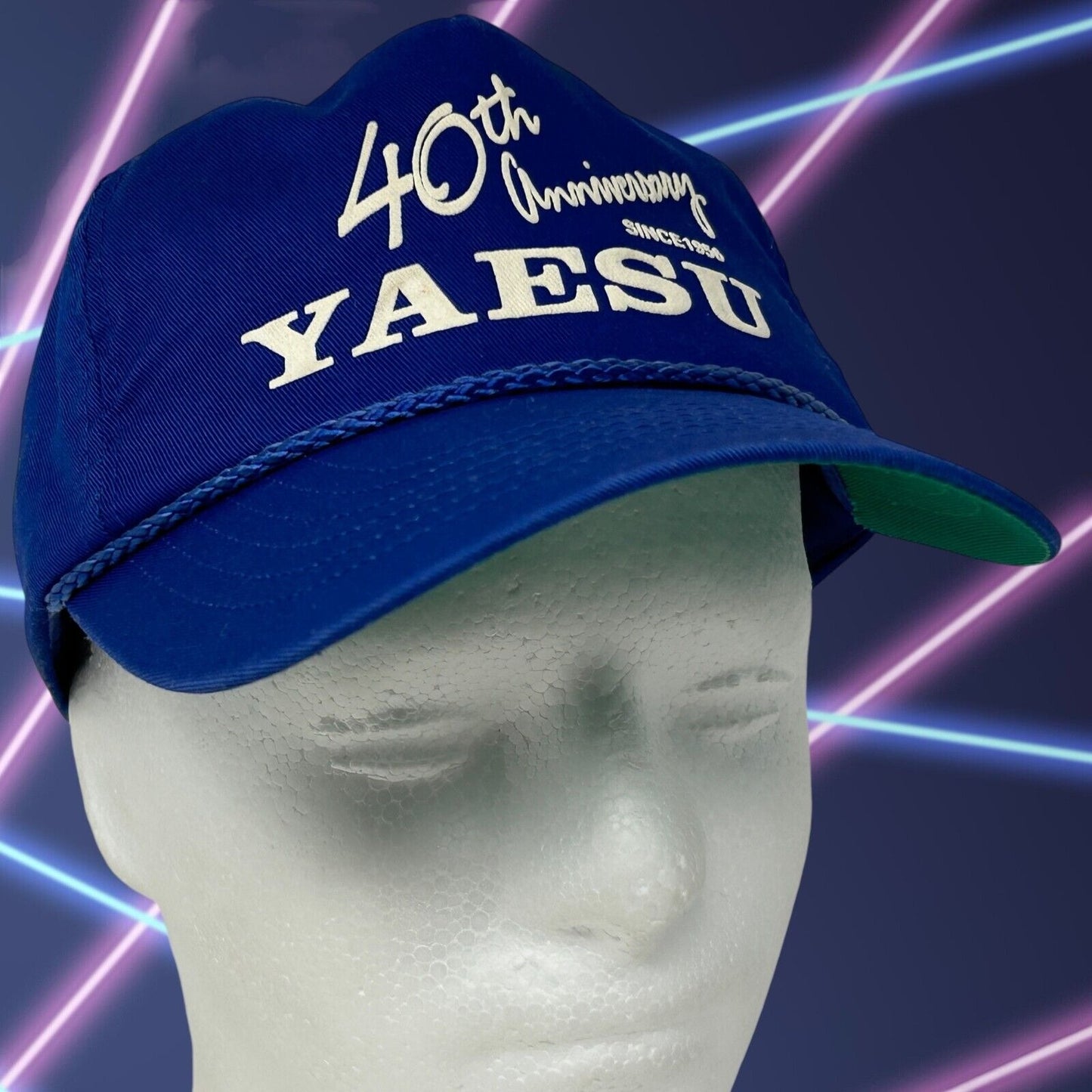 Vintage Yaesu Baseball Hat Cap Amateur Ham Radio 90s Rope Corded Snapback Blue