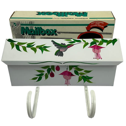 Vintage Hummingbird Hand Painted Mailbox Wall Mounted Horizontal Solar Group New