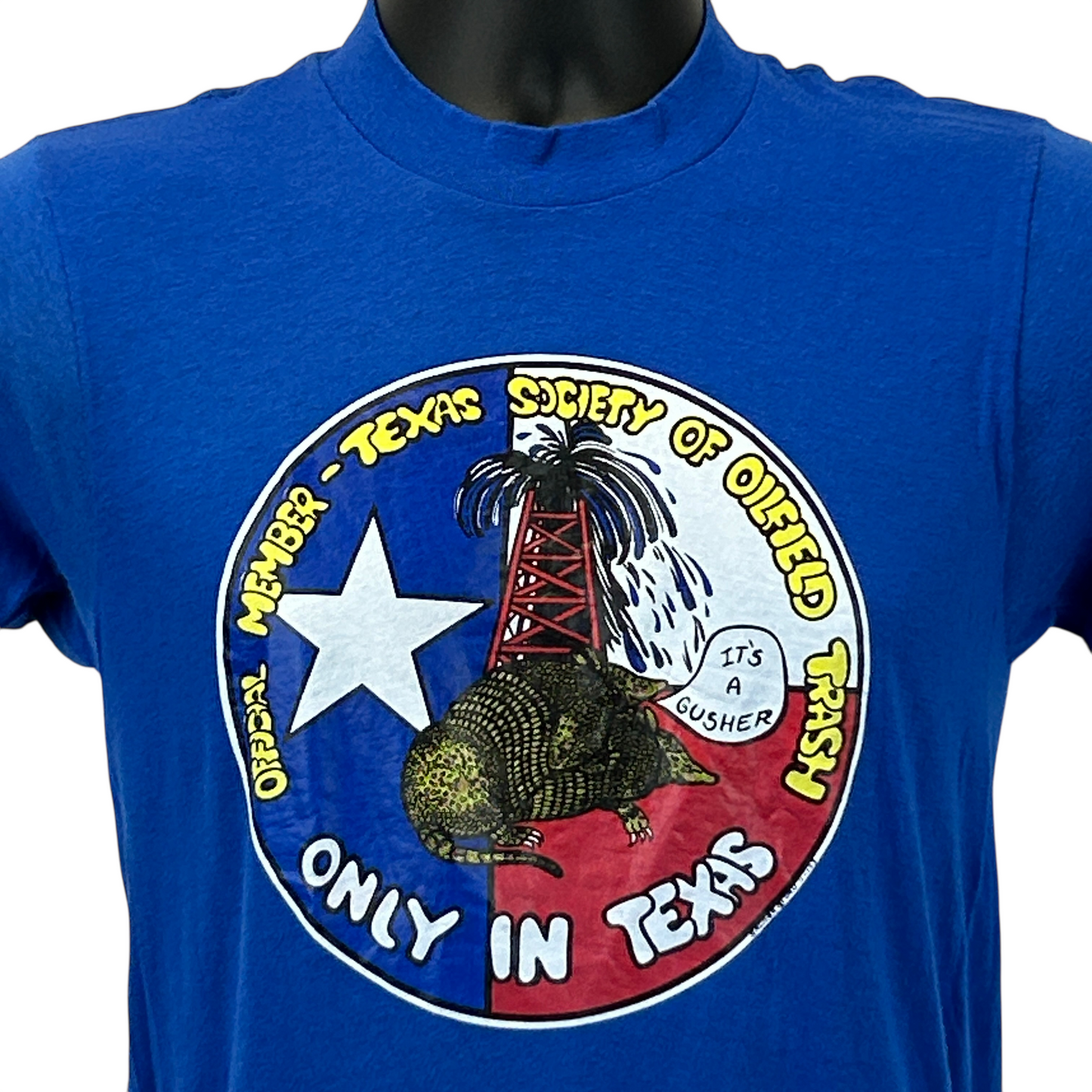 复古油田垃圾协会 T 恤 男式 X-Small 德克萨斯石油钻探 蓝色