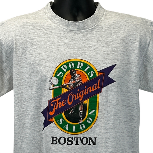 Original Sports Saloon Boston T Shirt Mens L Large Gray Vintage 90s Baseball USA