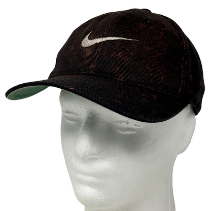 Vintage 90s Distressed Nike Center Swoosh Hat Cap Logo Snapback 6 Panel Black - Neon Vintage