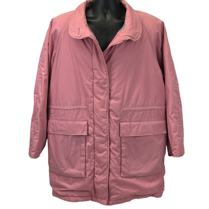 Vintage 80s Woolrich Barn Field Chore Coat Pink Wool Lined USA Womens L Large