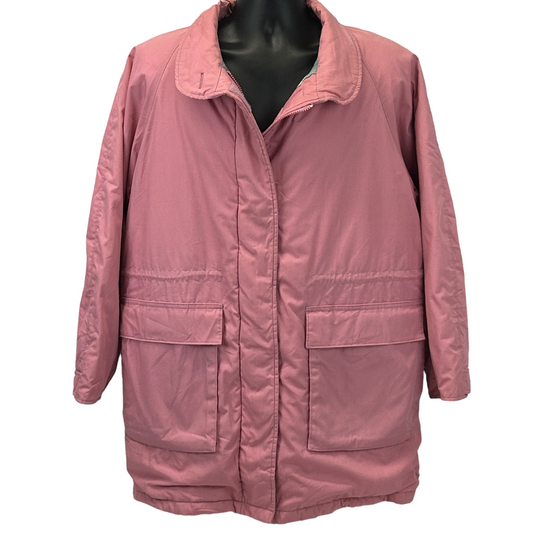 Vintage 80s Woolrich Barn Field Chore Coat Pink Wool Lined USA Womens L Large