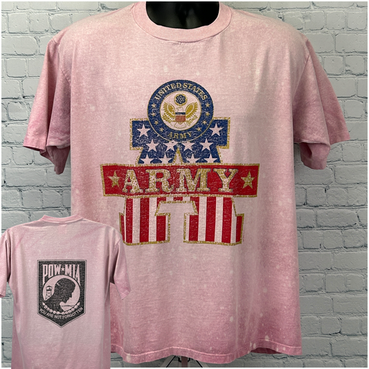 Vintage 90s US Army POW-MIA T Shirt Military United States Pink Mens L Large
