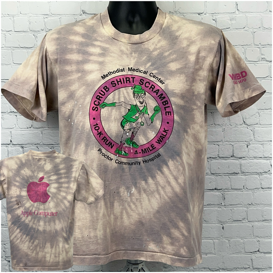 Vintage 80s Apple Computer Scrub Shirt Scramble T Shirt Illinois Single Stitch M