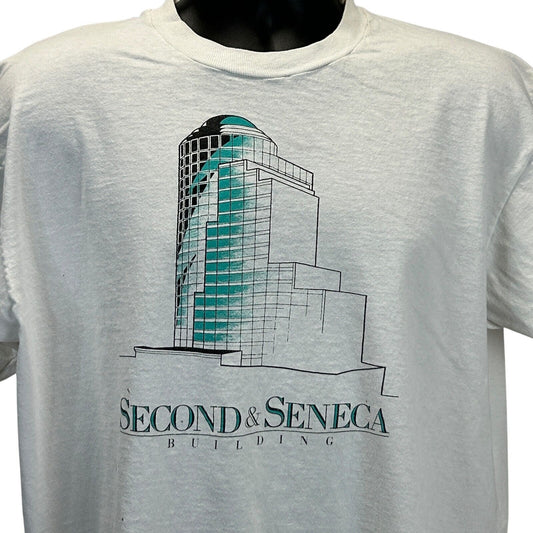 Vintage Second and Seneca Building T Shirt Mens X-Large Seattle Architect White