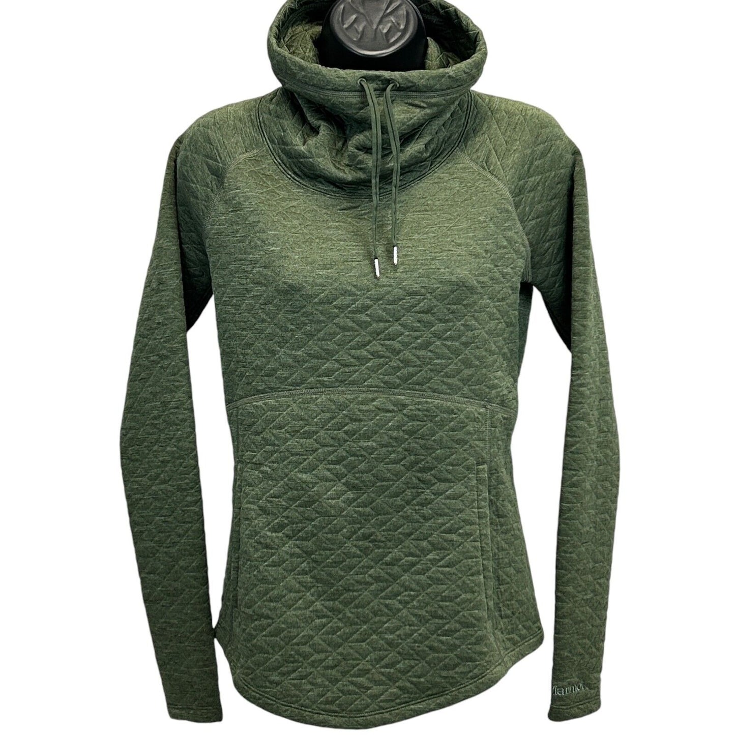 Marmot Annie Quilted Cowl Neck Sweatshirt Womens Small Pockets Sweater Green