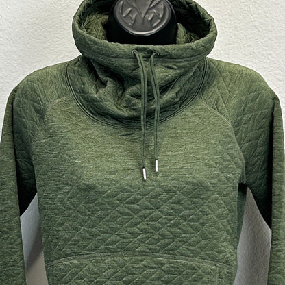 Marmot Annie Quilted Cowl Neck Sweatshirt Womens Small Pockets Sweater Green