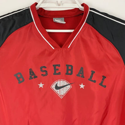 Nike Baseball Windbreaker Jacket Youth Large 14-16 Vented Pockets Kids Boys Red