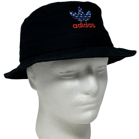 Adidas Trefoil Bucket Hat S-M Black Fishermans Hat Pail Hat USA Patriotic Rap