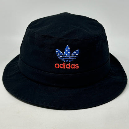 Adidas Trefoil Bucket Hat S-M Black Fishermans Hat Pail Hat USA Patriotic Rap