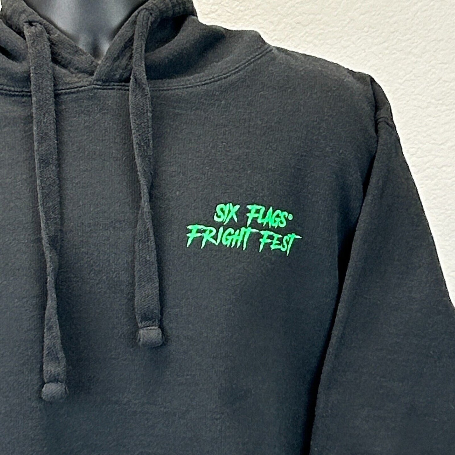 Six Flags Fright Fest Hoodie Mens Medium Scary Clowns Halloween Horror Black