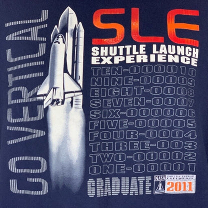 NASA SLE Graduate T Shirt Mens 2XL Space Shuttle Launch Experience 2011 Tee Blue