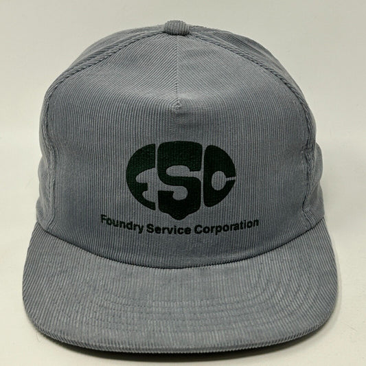 Vintage FSC Foundry Service Corporation Hat Baseball Cap Corduroy Snapback Gray
