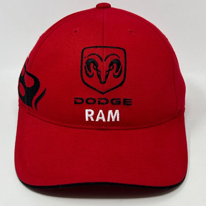 Vintage Dodge Ram Pickup Truck Baseball Hat Cap Flames Fire Logo Strapback Red