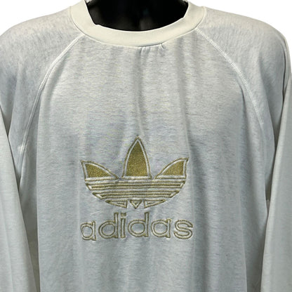 Vintage Adidas Trefoil Sweatshirt Mens Large Big Logo Spell Out 90s Crew White