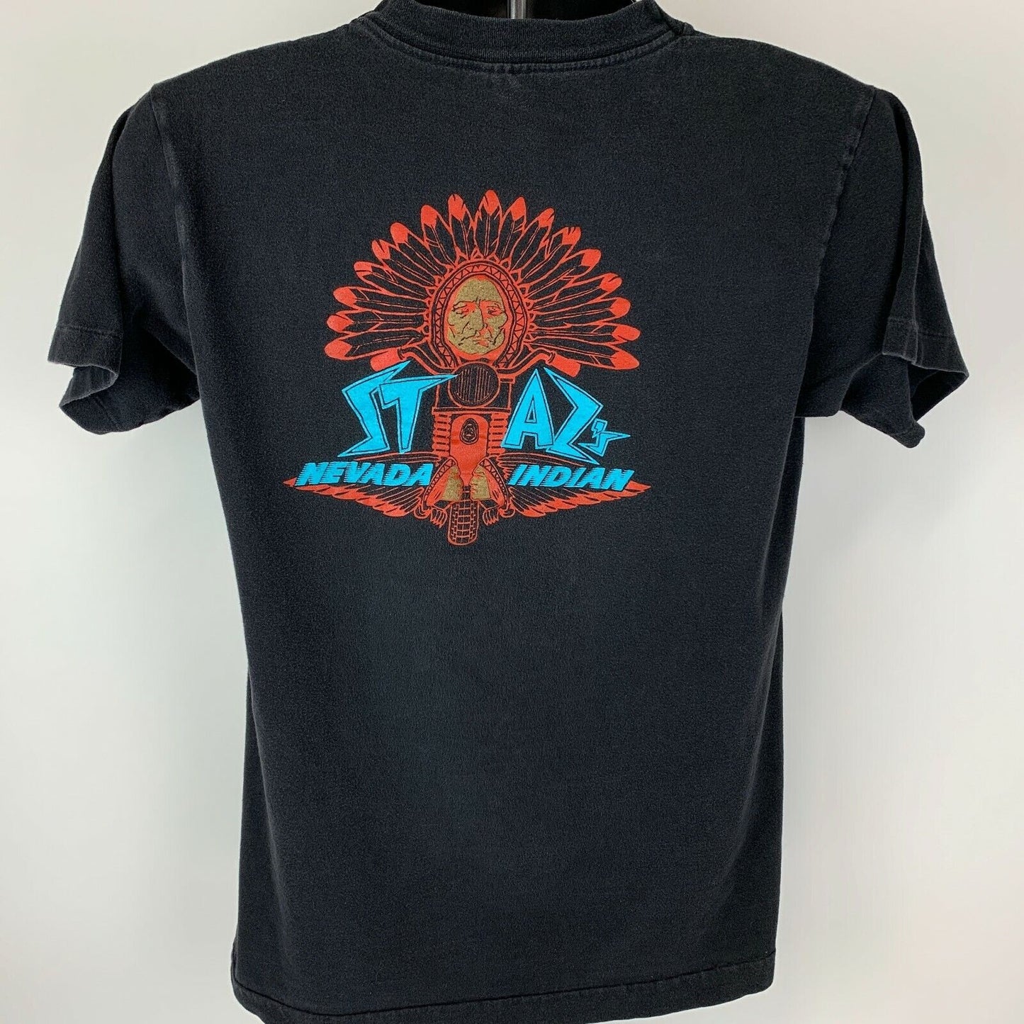 Vintage Stazs Nevada Indian Motorcycles T Shirt Mens Medium Biker Dealer Black