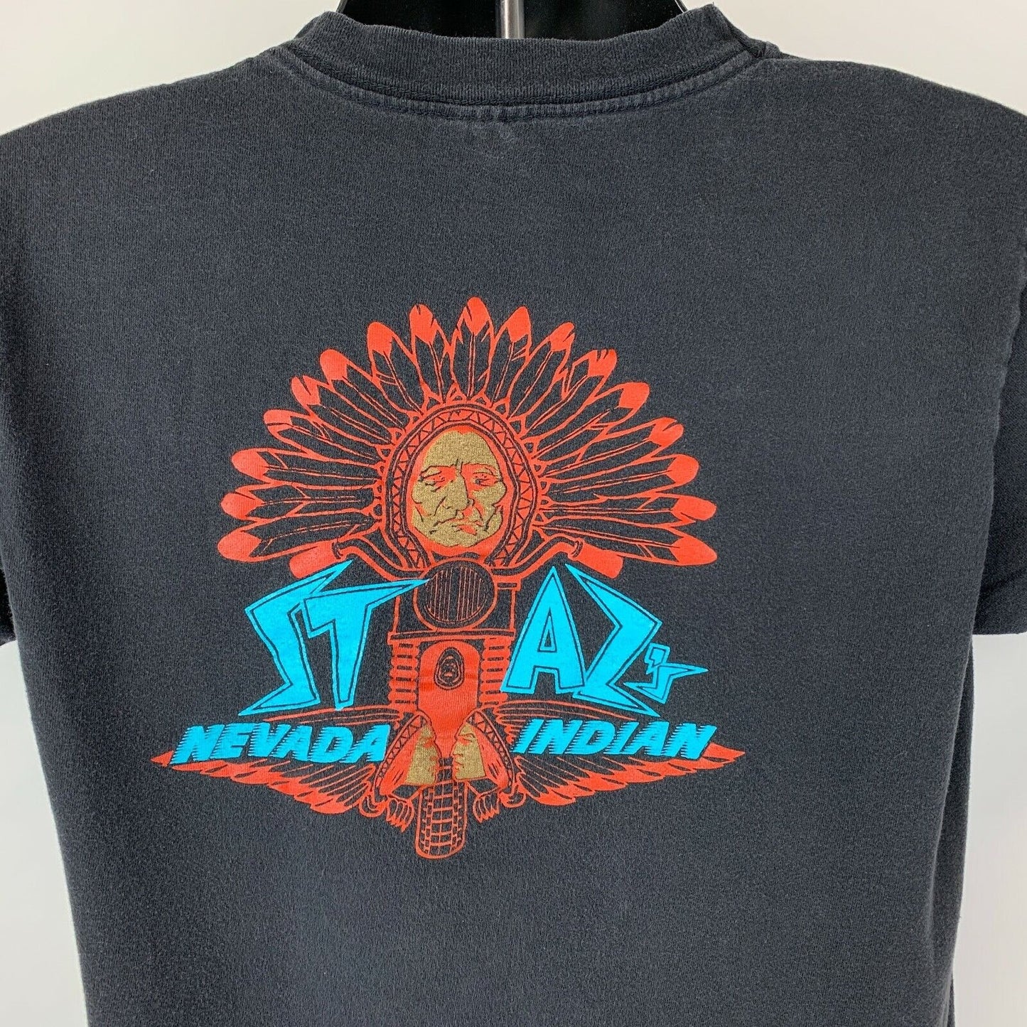 Vintage Stazs Nevada Indian Motorcycles T Shirt Mens Medium Biker Dealer Black