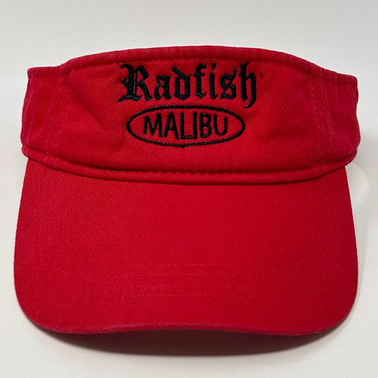 Radfish Malibu Surf Shop Visor Hat Cap Surfer Surfing Surfboarding Strapback Red - Neon Vintage
