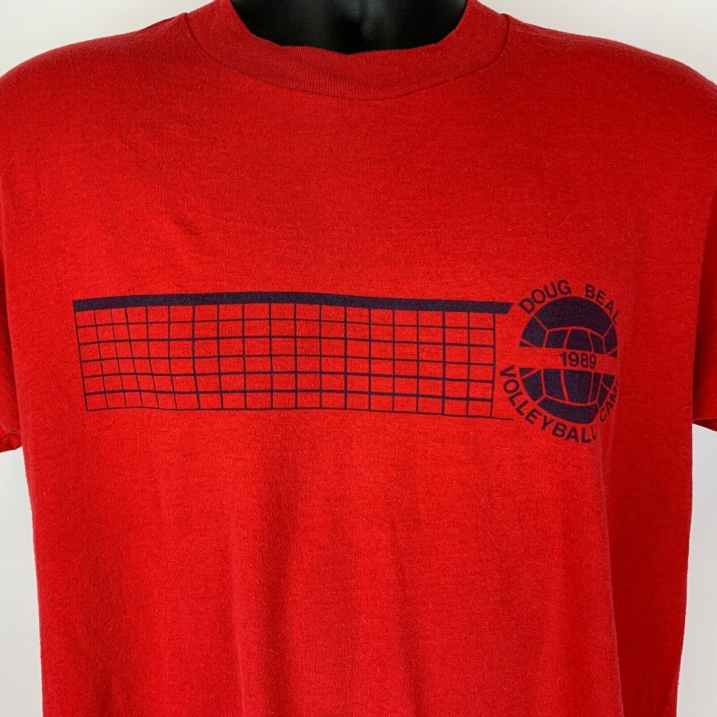 Vintage Doug Beal Volleyball Camp T Shirt Mens Large 1989 80s Made In USA Red