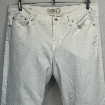 Lucky Brand Sweet Crop Jeans Womens 10/30 White Five Pocket Stretch Denim