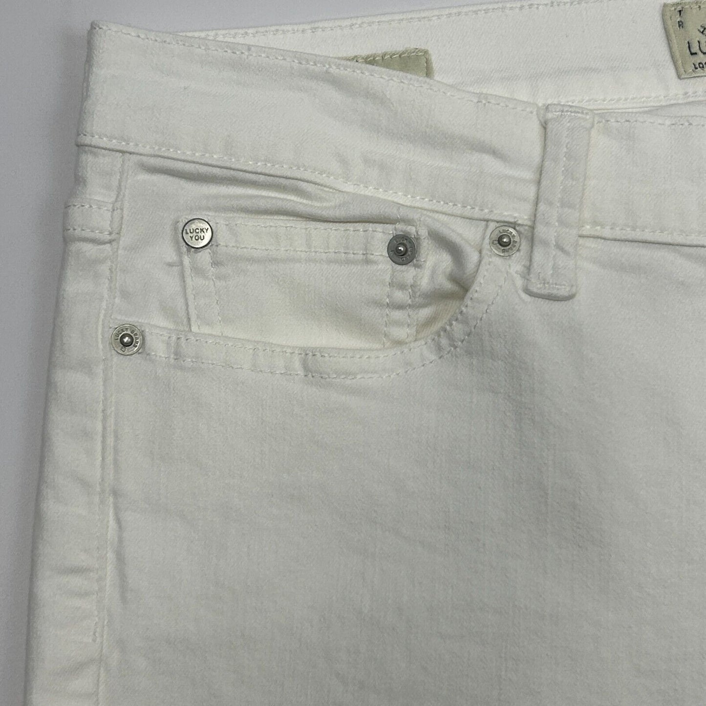 Lucky Brand Sweet Crop Jeans Womens 10/30 White Five Pocket Stretch Denim