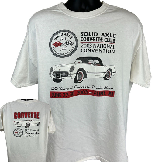 Vintage Solid Axle Corvette Club T Shirt Mens X-Large SACC C1 1953 Y2Ks White