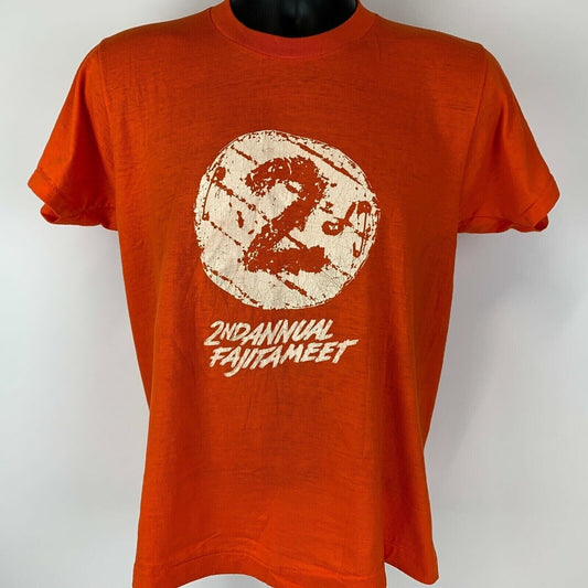 Vintage 80s Houston Fajita Meet Cook Off T Shirt Texas Tex Mex Orange M Medium