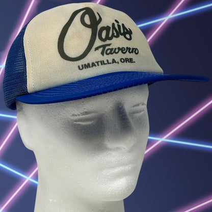 Vintage Oasis Tavern Umatilla Oregon Trucker Hat Baseball Cap Mesh Snapback Blue